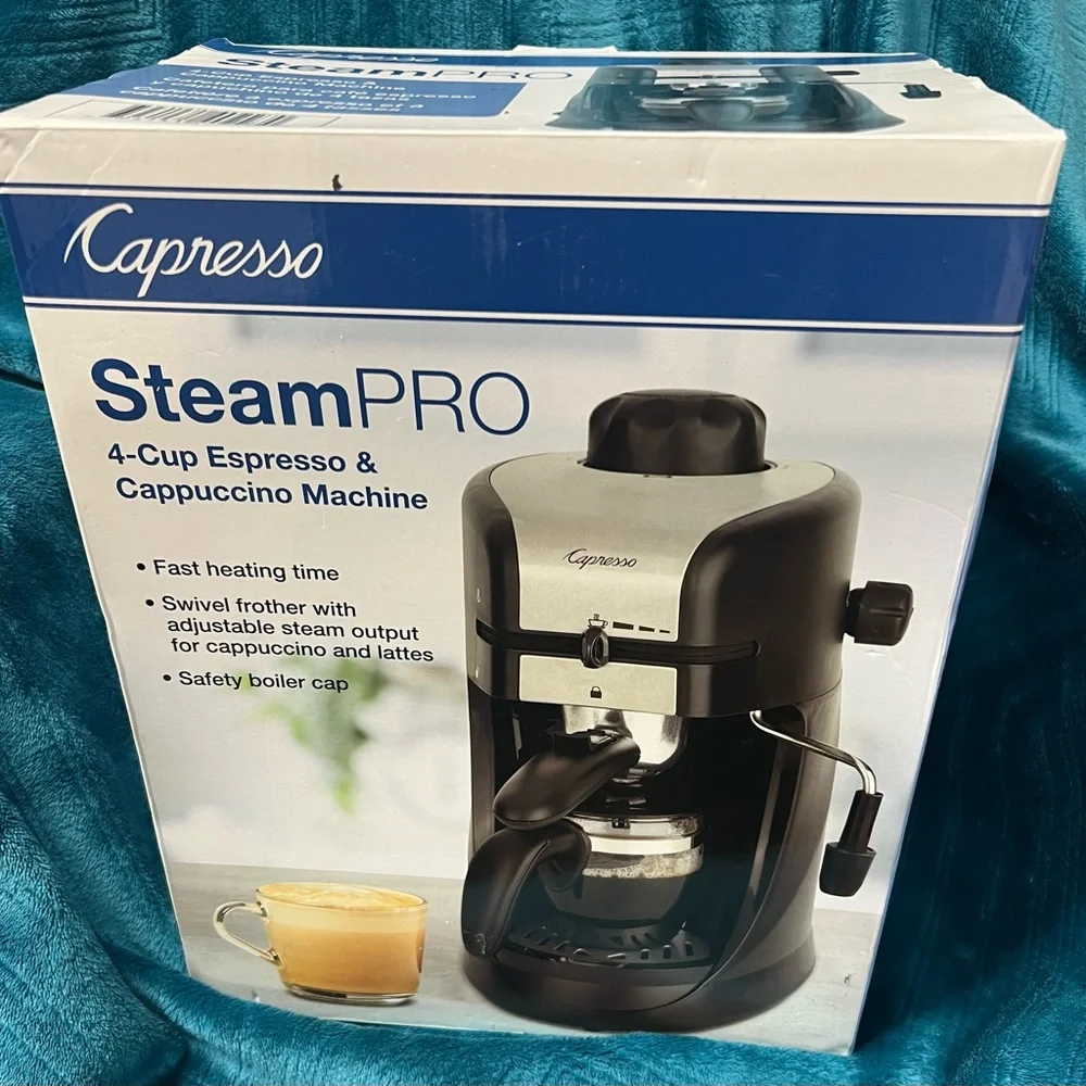 New in Box - Capresso 303.01 Espresso and Cappuccino Machine, 4-Cup, Blk/Silver